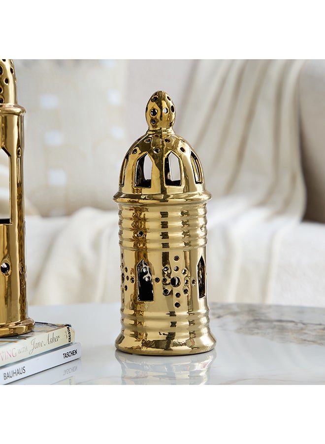 Home Box Ceramic Lantern Accent - Gold - Image 1